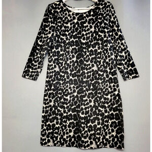 Old Navy A-line Shift Dress Womens S Black Gray Animal Print 3/4 Sleeves